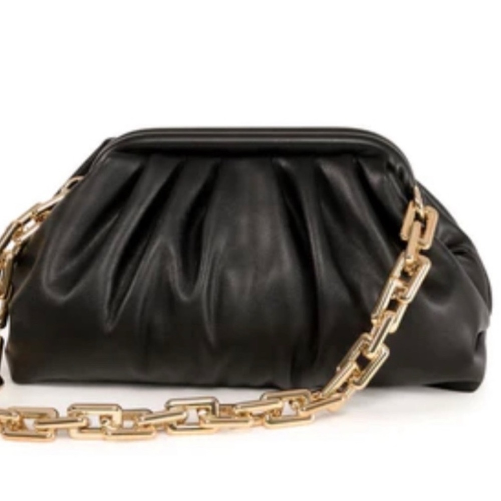 NWT Chic Black Crossbody Clutch with Gold Chain